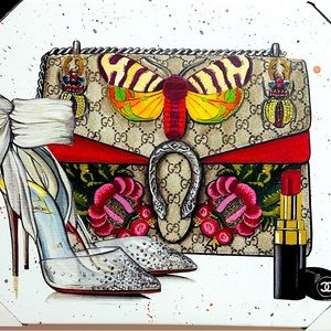 💎👜 {GUCCI Wall Art} 💕🦋 GG DIONYSUS MOTH BUTTERFLY SUPREME Canvas!! *RARE*